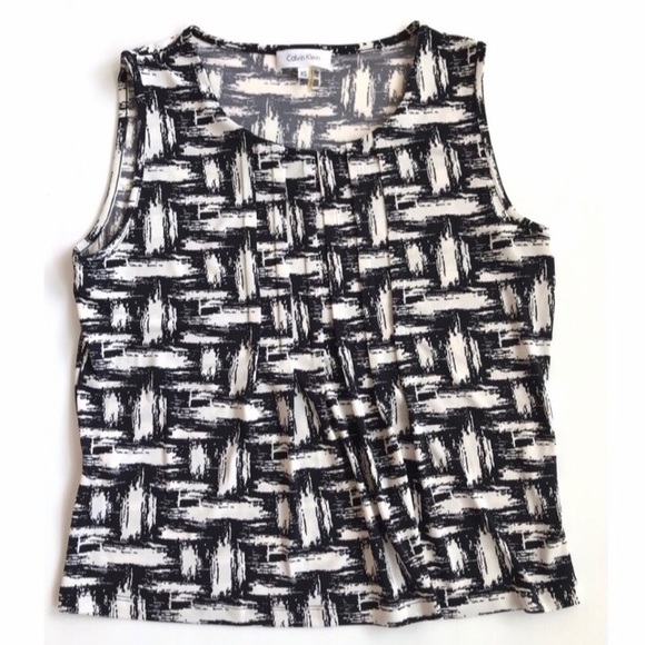 Calvin Klein Women’s Sleeveless Black and White Print Top Size XS - Picture 5 of 8